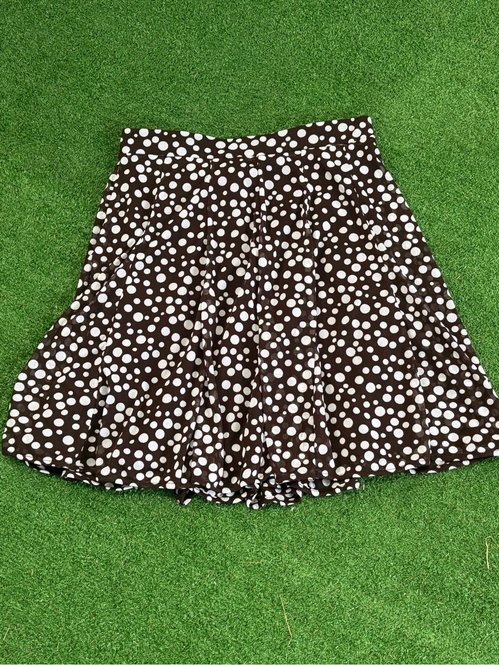 INC International Concepts Brown and White Polka Dot Skater Skirt